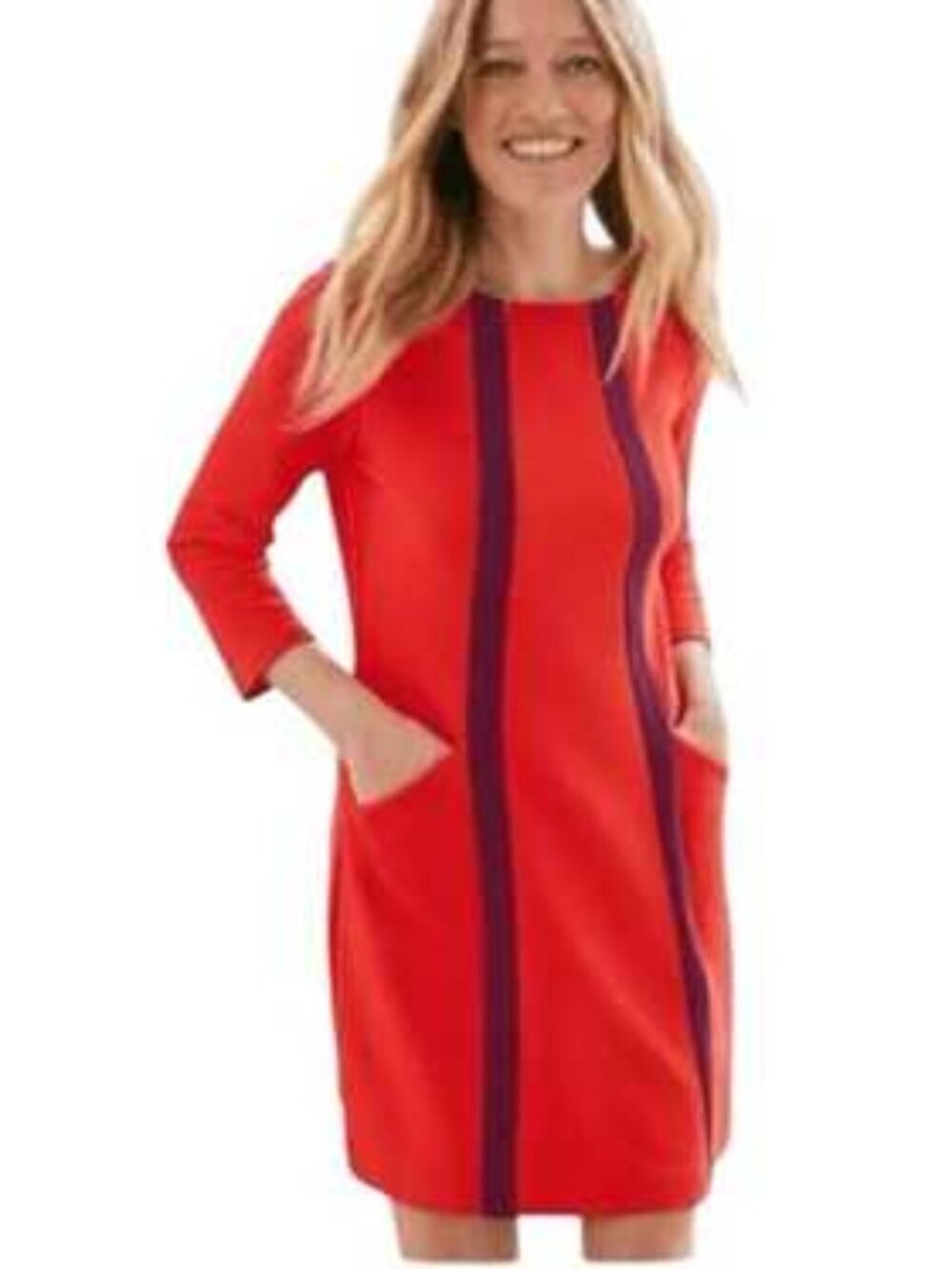 Boden Anita Ottoman Tunic Dress Red Purple 6